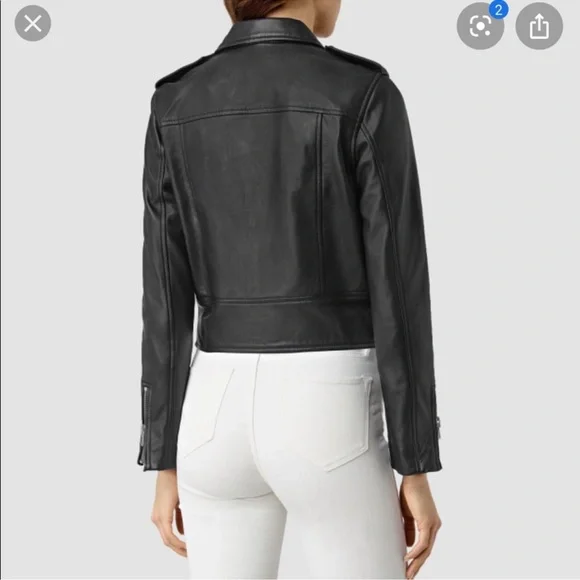 ❌SOLD❌ AllSaints Baron Leather moto Jacket Black - Small - Picture 2 of 6
